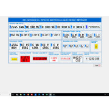 pantalla de formatos de matriculas del software de impresion de matriculas